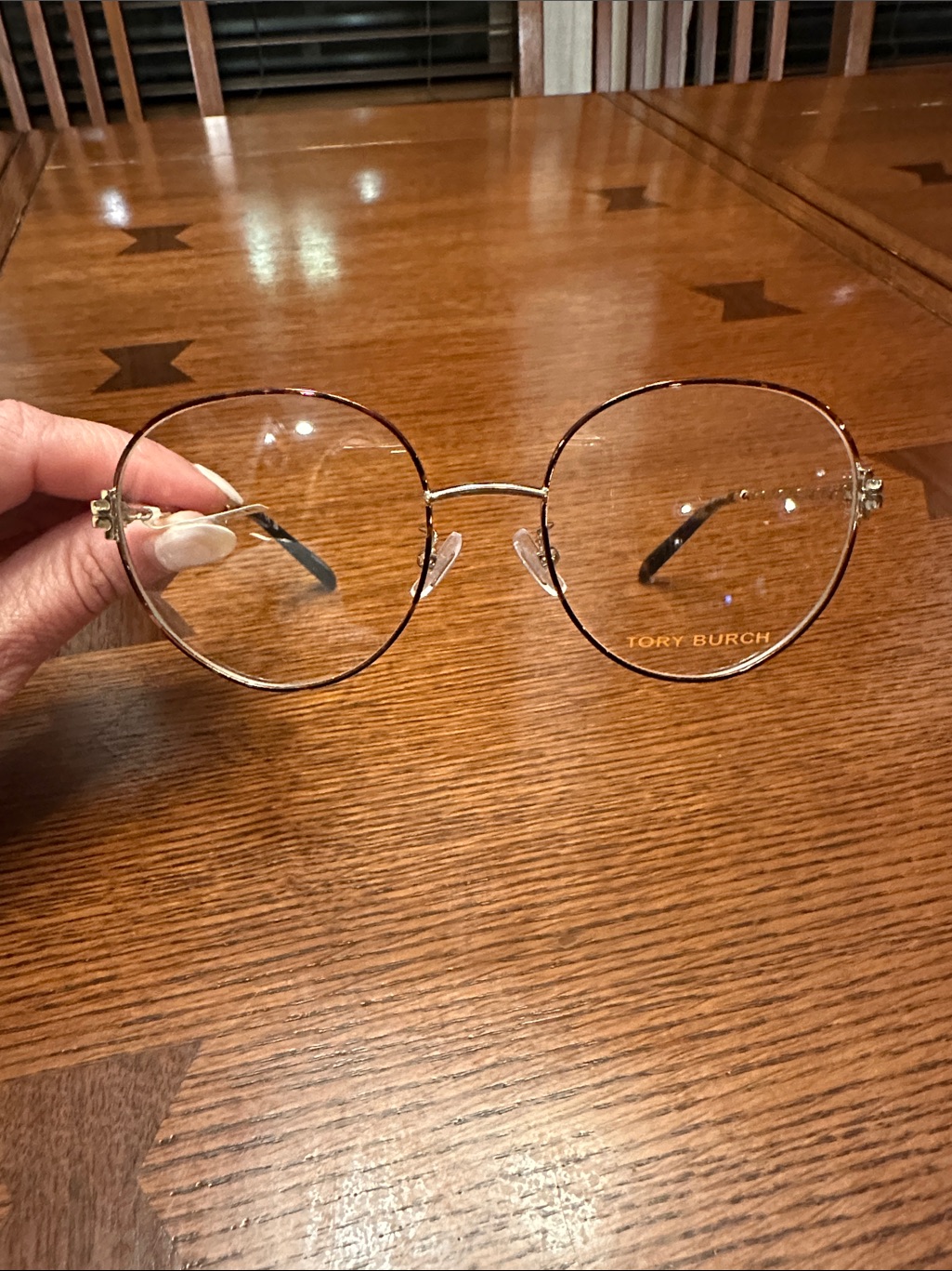 Tory Burch Gold Round Metal Eyeglasses With Clear Lenses